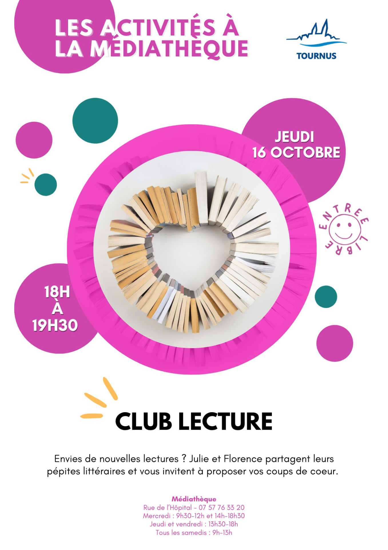 Activités à la médiathèque : club lecture