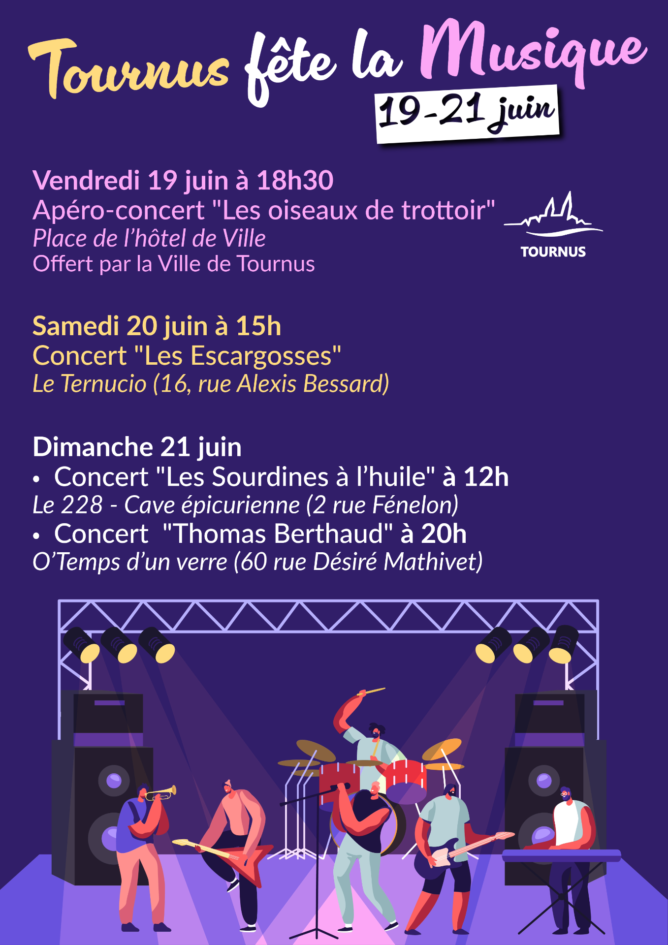 Tournus fête la musique les 19, 20 et 21 juin