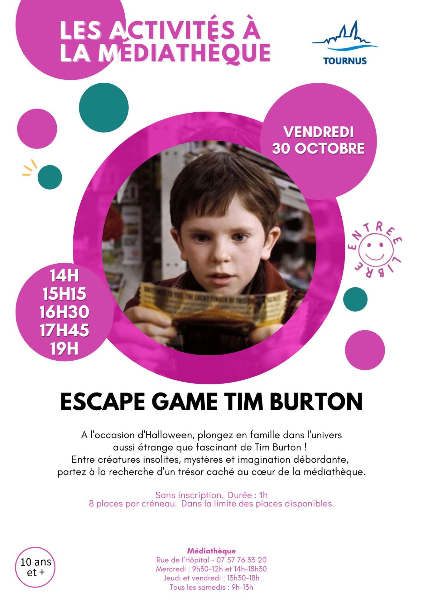 Activités à la médiathèque : Escape Game Tim Burton