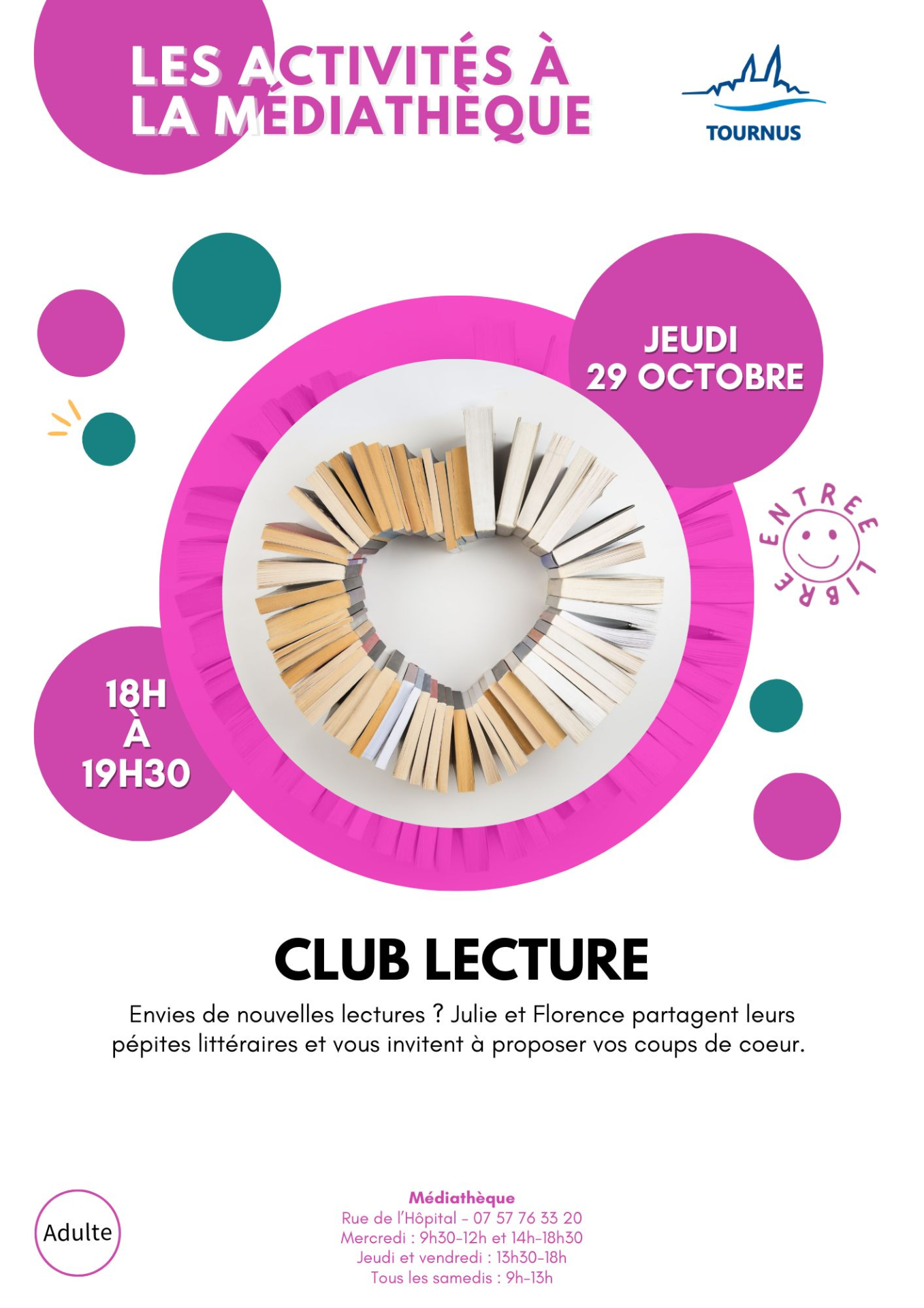 Activités à la médiathèque : club lecture