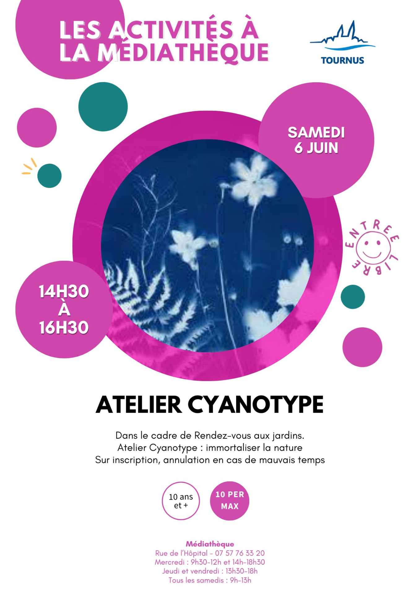 Activités à la médiathèque : atelier cyanotype