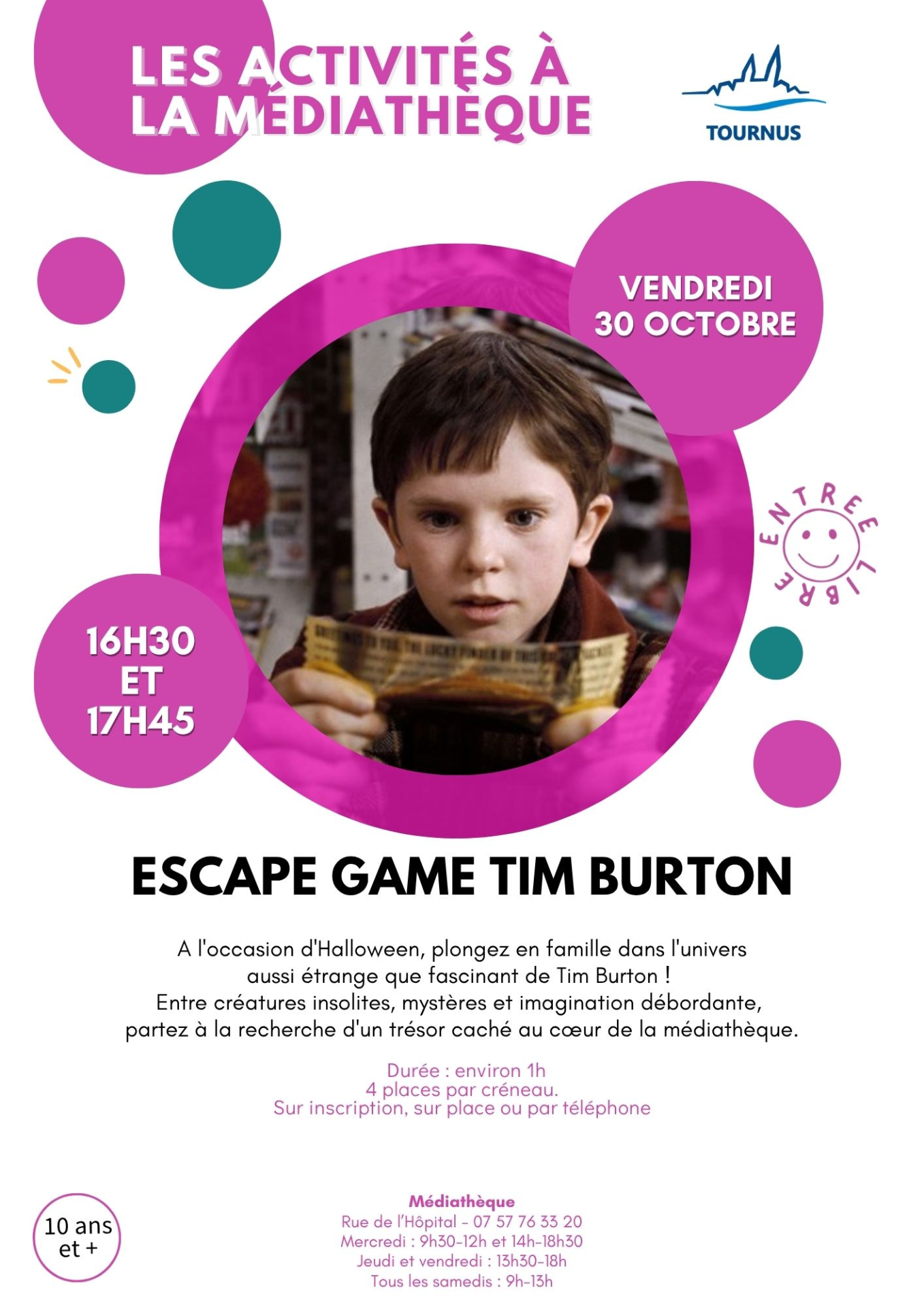 Activités à la médiathèque : Escape Game Tim Burton